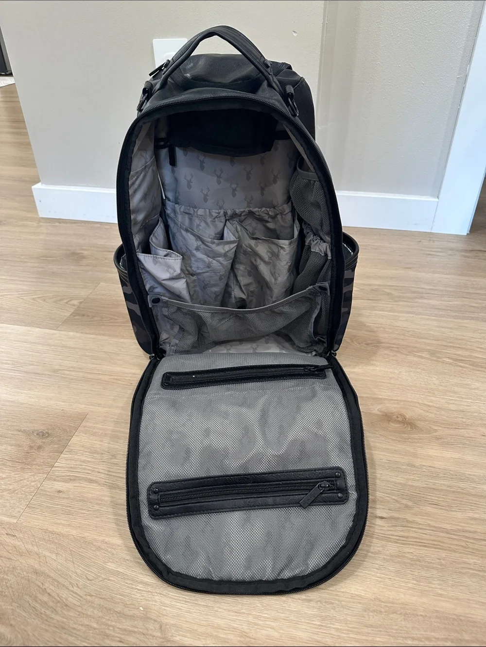 Itzy ritzy Chelsea and Cole collection black camo diaper bag
